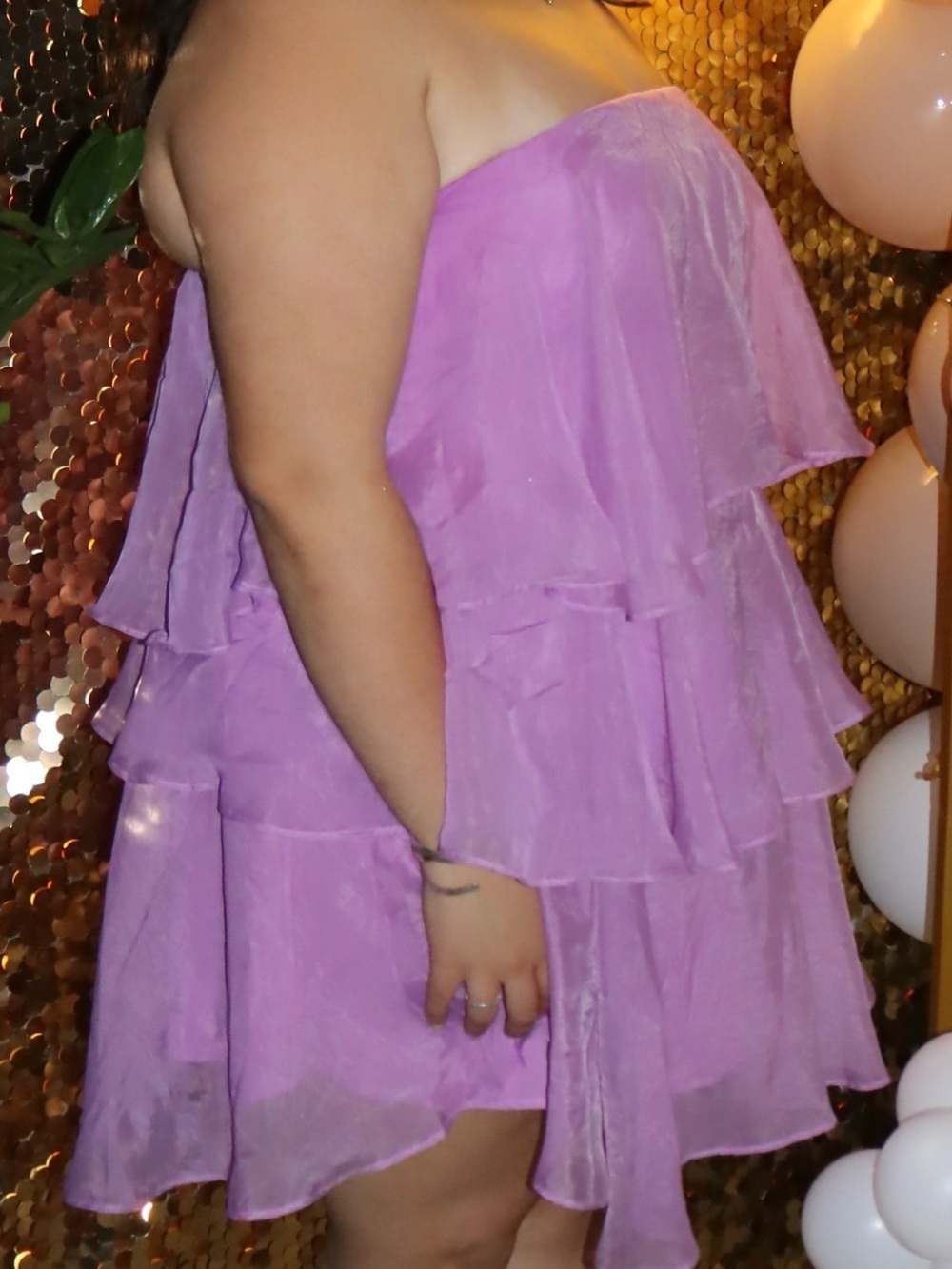 American Eagle Outfitters Lavender Strapless Tiered Ruffle Dress